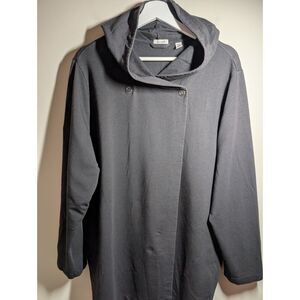 J. Jill purejill Double Breasted Black Hooded Sweatshirt Jacket, Women's Size 2X